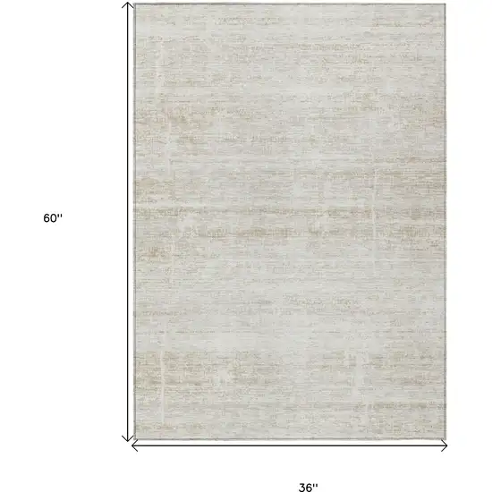 Ivory Beige And Tan Abstract Washable Indoor Outdoor Area Rug Photo 9