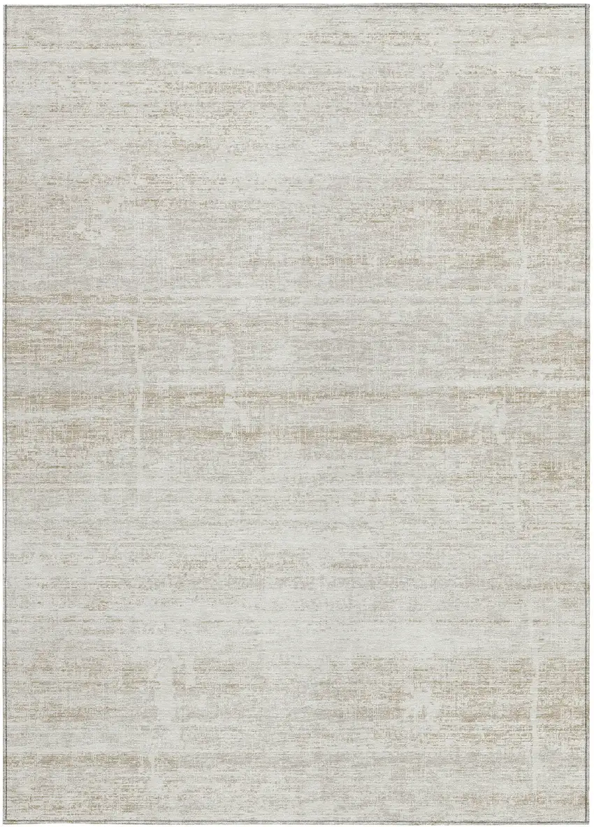 Ivory Beige And Tan Abstract Washable Indoor Outdoor Area Rug Photo 4