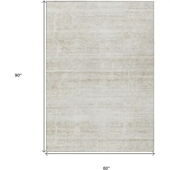 Ivory Beige And Tan Abstract Washable Indoor Outdoor Area Rug Photo 3