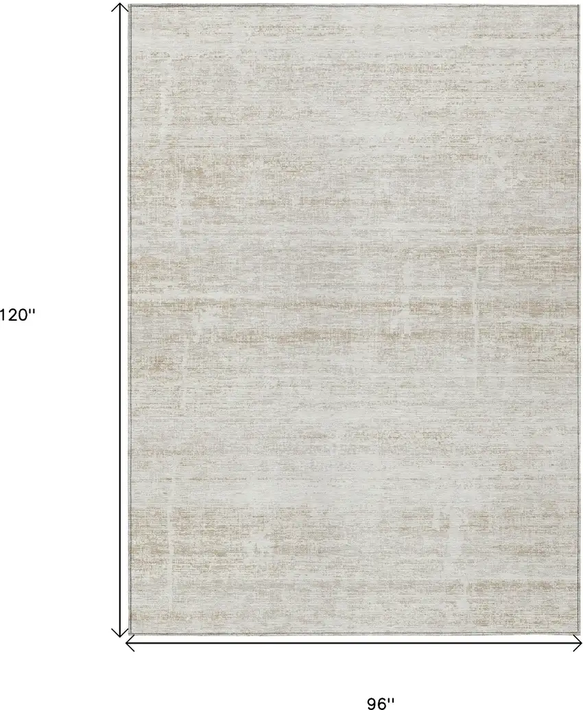 Ivory Beige And Tan Abstract Washable Indoor Outdoor Area Rug Photo 3