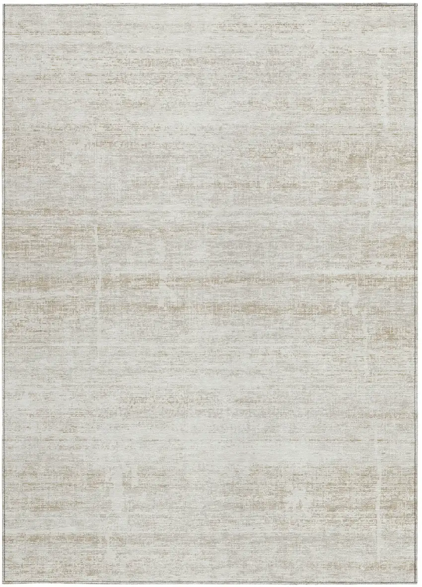 Ivory Beige And Tan Abstract Washable Indoor Outdoor Area Rug Photo 4