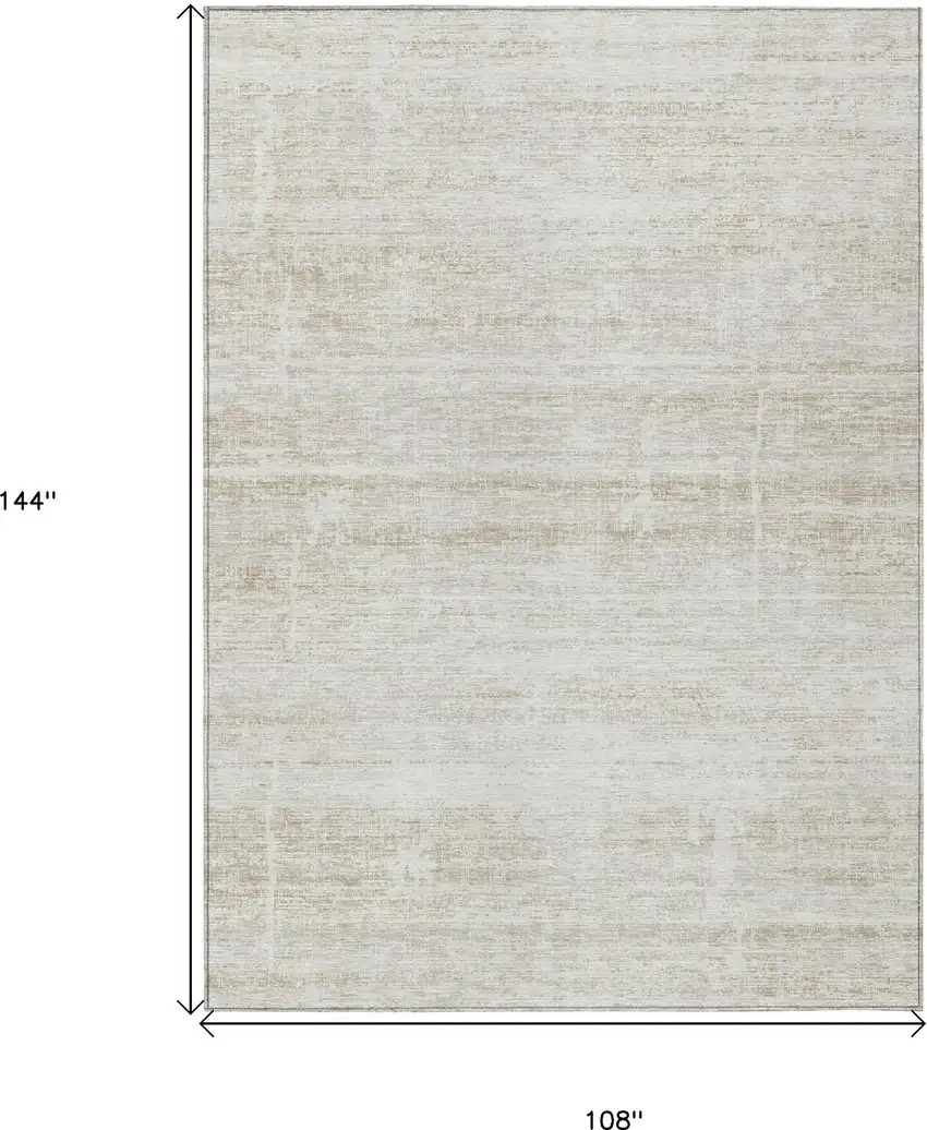 Ivory Beige And Tan Abstract Washable Indoor Outdoor Area Rug Photo 9