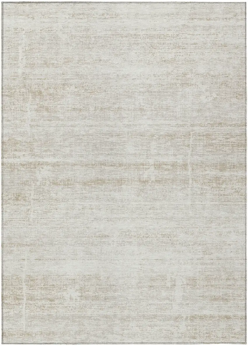 Ivory Beige And Tan Abstract Washable Indoor Outdoor Area Rug Photo 1