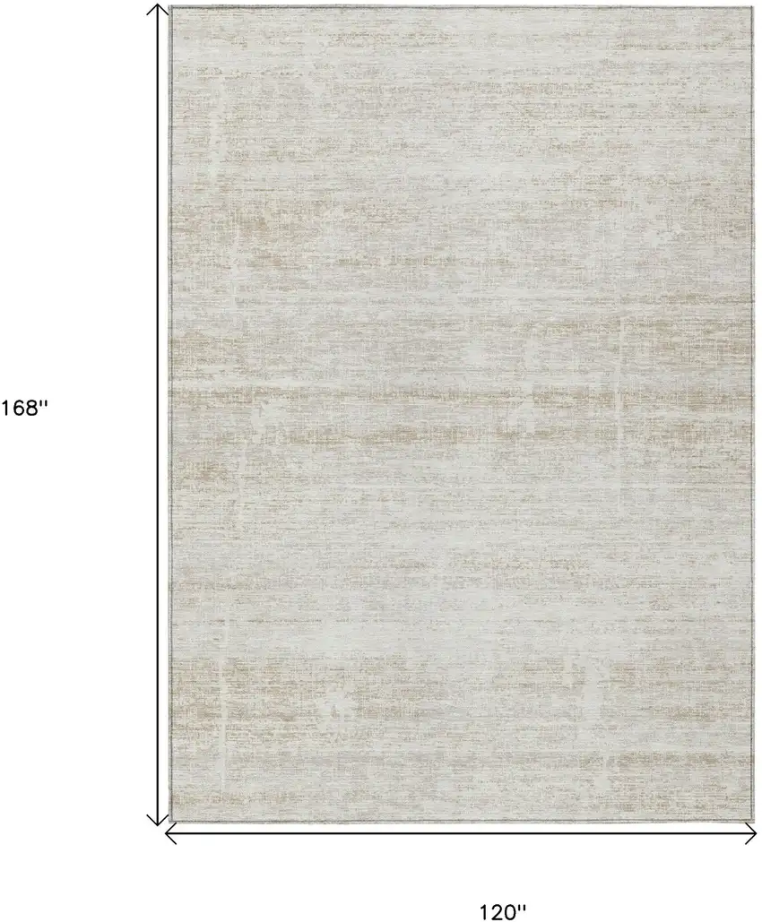 Ivory Beige And Tan Abstract Washable Indoor Outdoor Area Rug Photo 3
