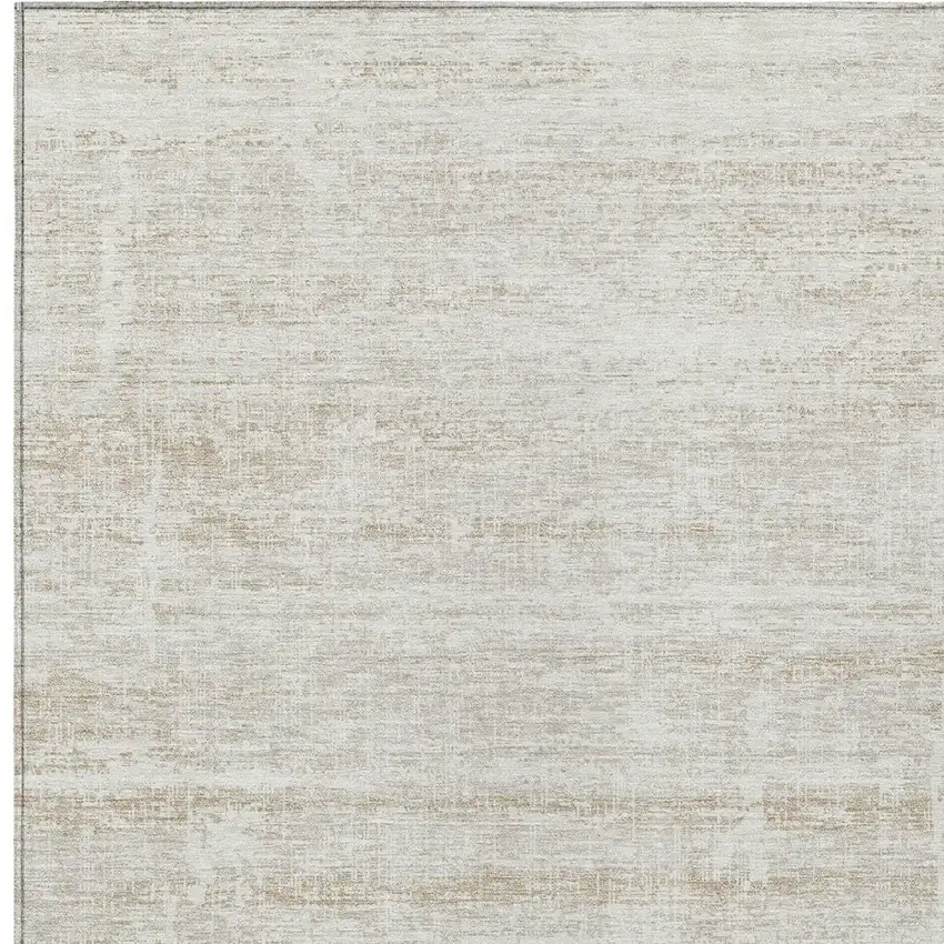 Ivory Beige And Tan Abstract Washable Indoor Outdoor Area Rug Photo 4