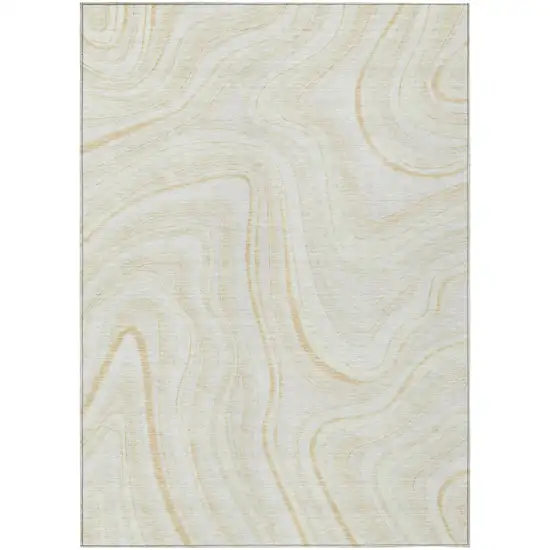 Ivory Beige And Tan Abstract Washable Indoor Outdoor Area Rug Photo 1