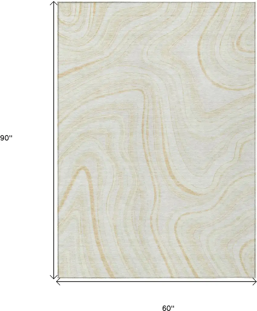 Ivory Beige And Tan Abstract Washable Indoor Outdoor Area Rug Photo 3