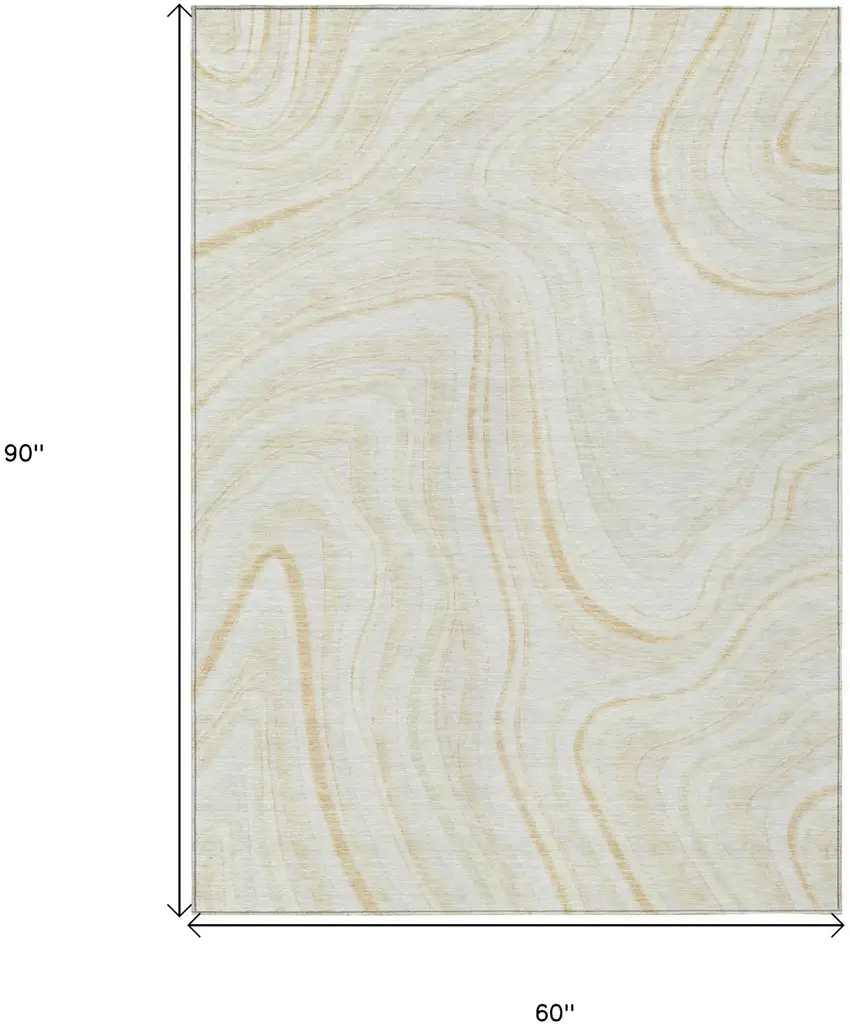 Ivory Beige And Tan Abstract Washable Indoor Outdoor Area Rug Photo 3