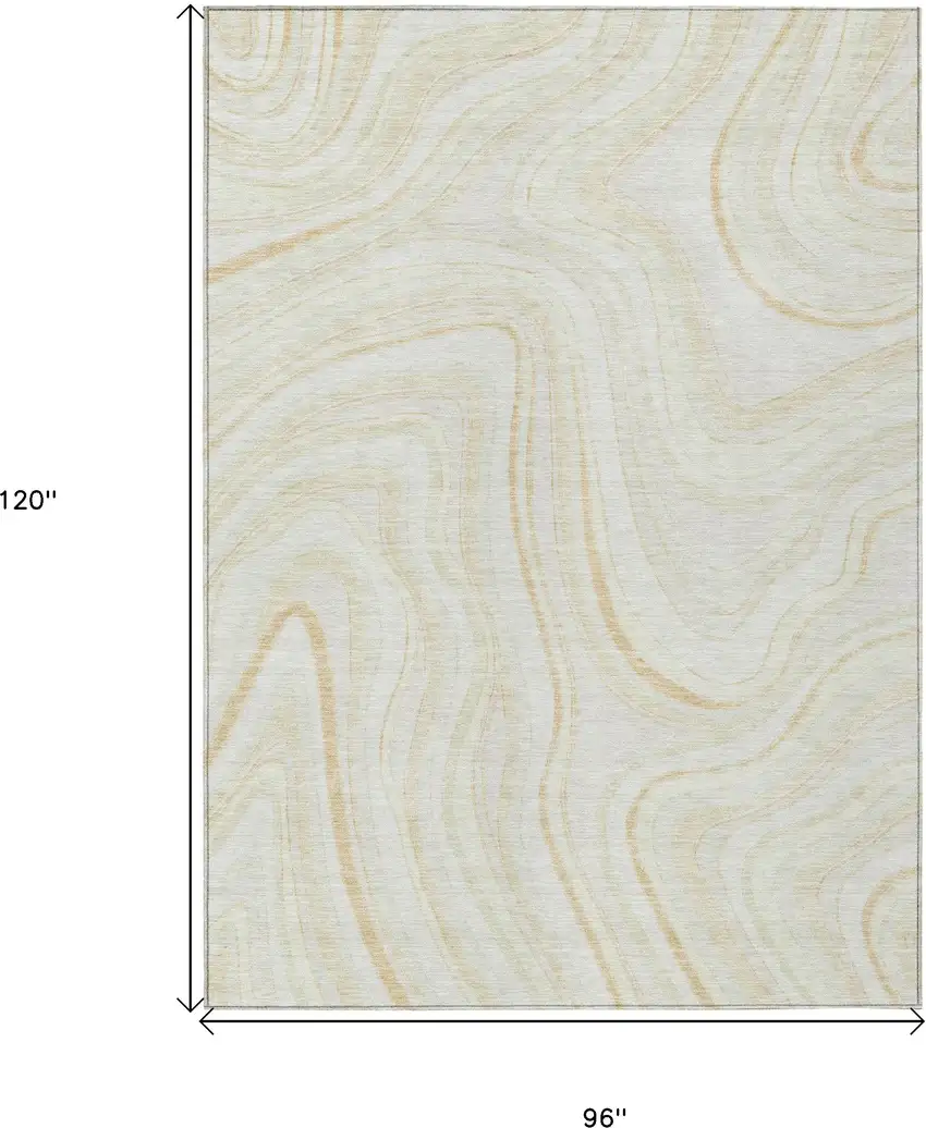 Ivory Beige And Tan Abstract Washable Indoor Outdoor Area Rug Photo 3