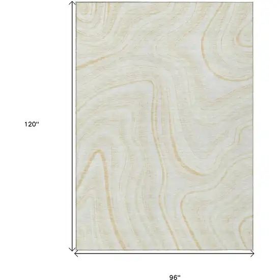Ivory Beige And Tan Abstract Washable Indoor Outdoor Area Rug Photo 3