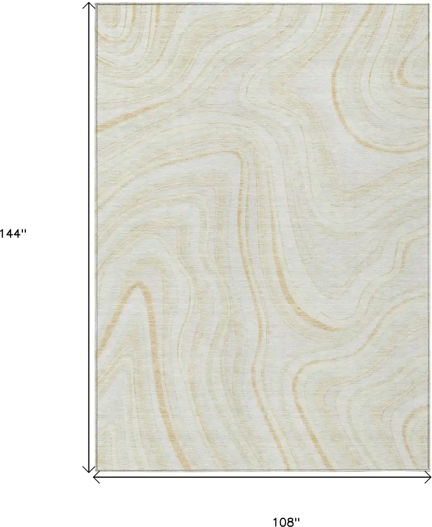 Ivory Beige And Tan Abstract Washable Indoor Outdoor Area Rug Photo 3