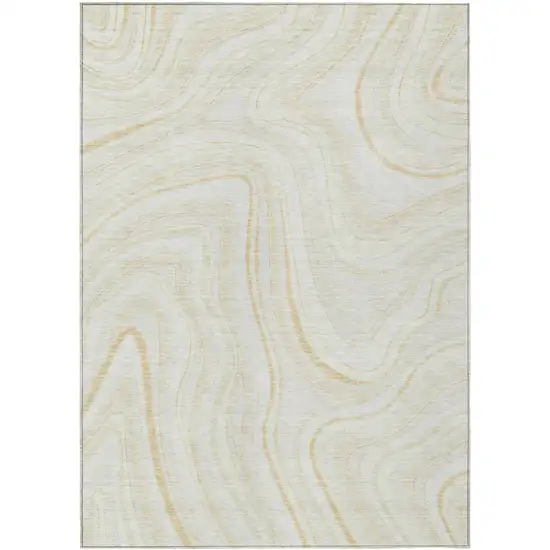 Ivory Beige And Tan Abstract Washable Indoor Outdoor Area Rug Photo 1