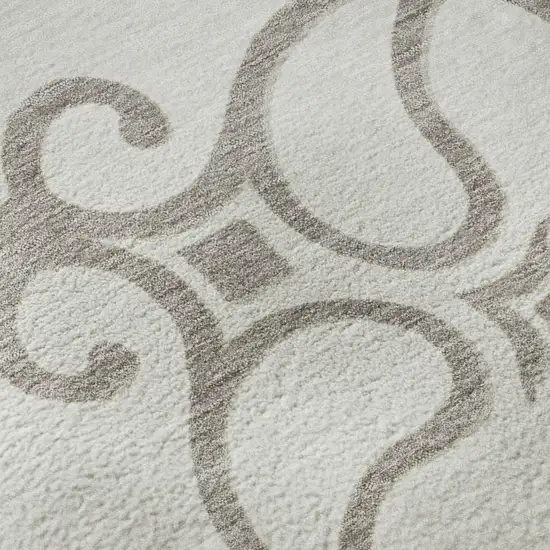 Ivory Beige And Tan Floral Medallion Washable Area Rug With UV Protection Photo 8