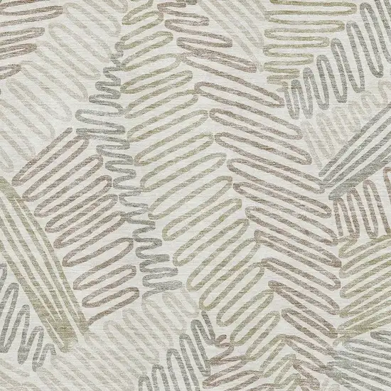 Ivory Beige And Tan Floral Washable Area Rug With UV Protection Photo 3