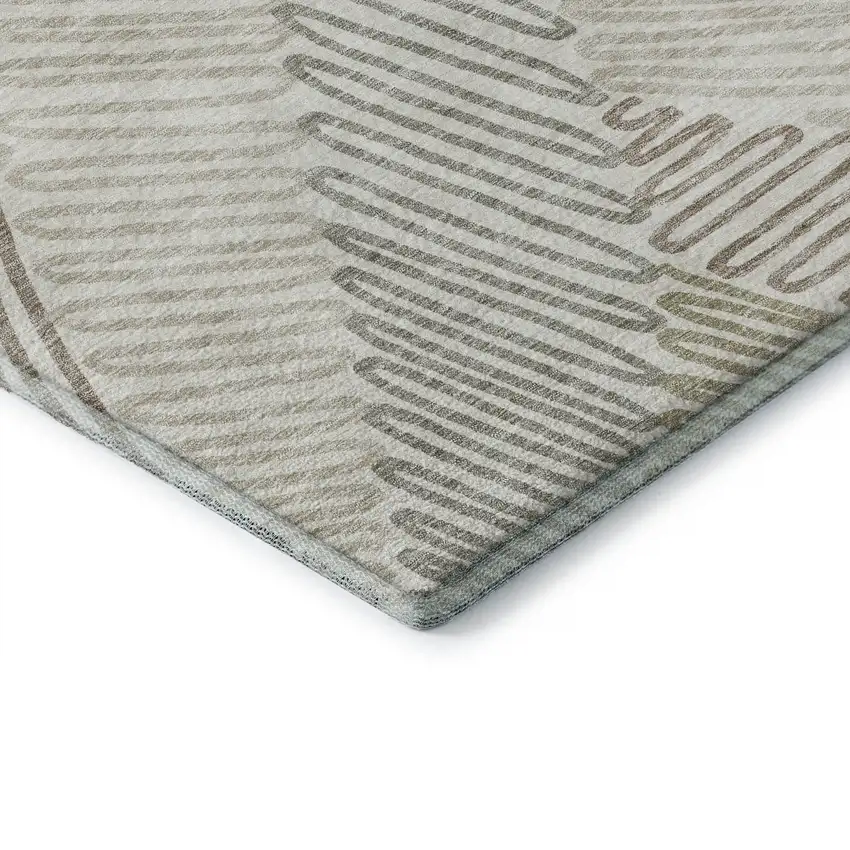 Ivory Beige And Tan Floral Washable Area Rug With UV Protection Photo 8