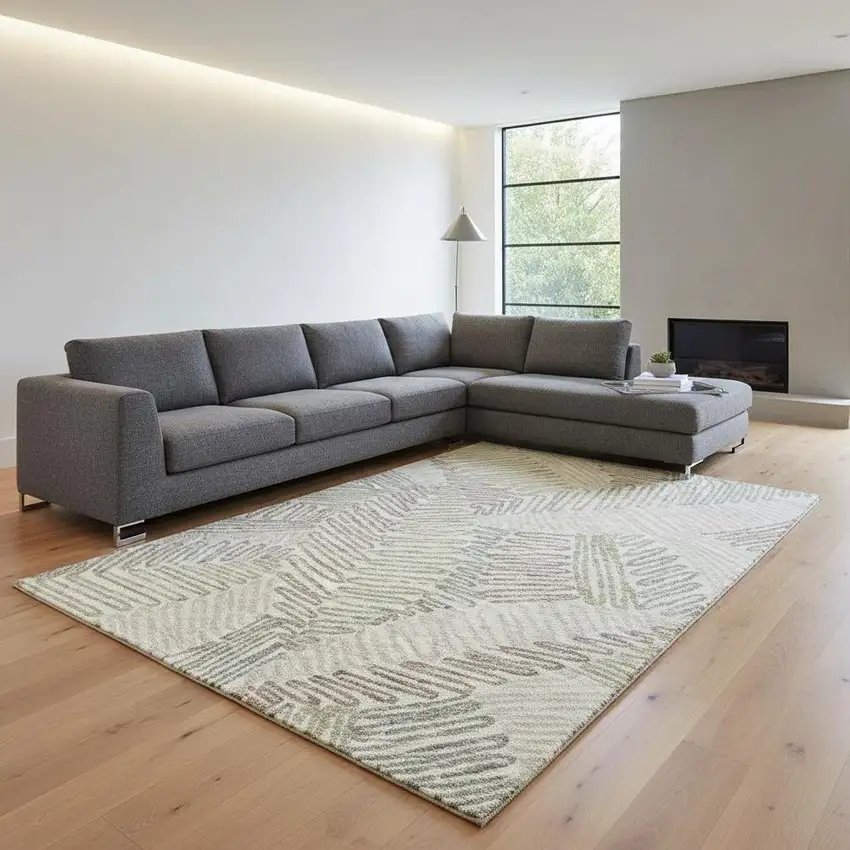 Ivory Beige And Tan Floral Washable Area Rug With UV Protection Photo 2