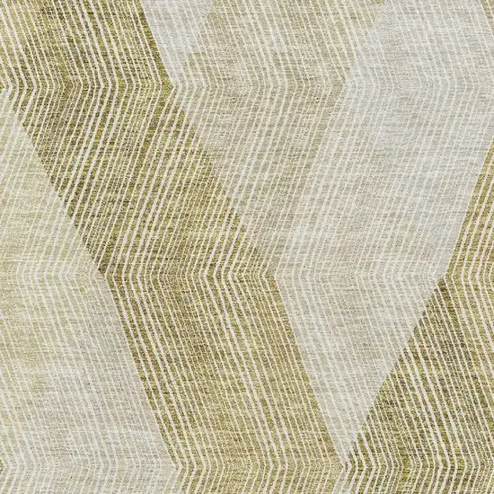 Ivory Beige And Tan Geometric Washable Area Rug With UV Protection Photo 3