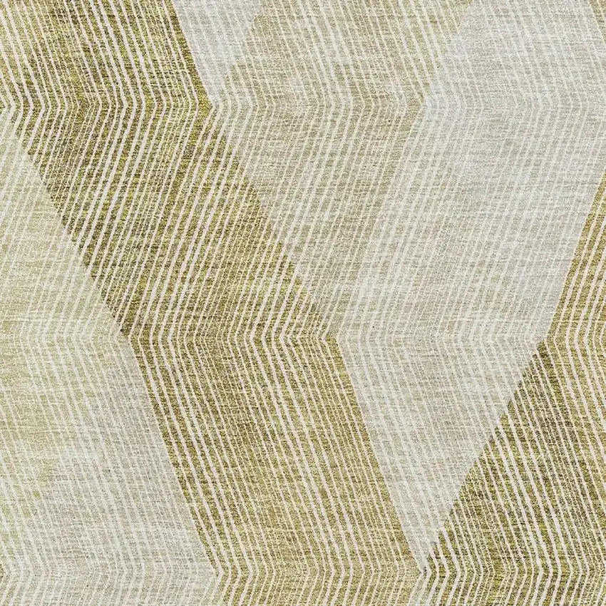 Ivory Beige And Tan Geometric Washable Area Rug With UV Protection Photo 3