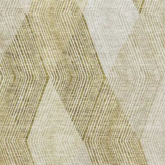 Ivory Beige And Tan Geometric Washable Area Rug With UV Protection Photo 3