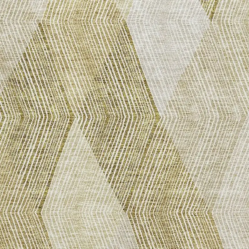 Ivory Beige And Tan Geometric Washable Area Rug With UV Protection Photo 3