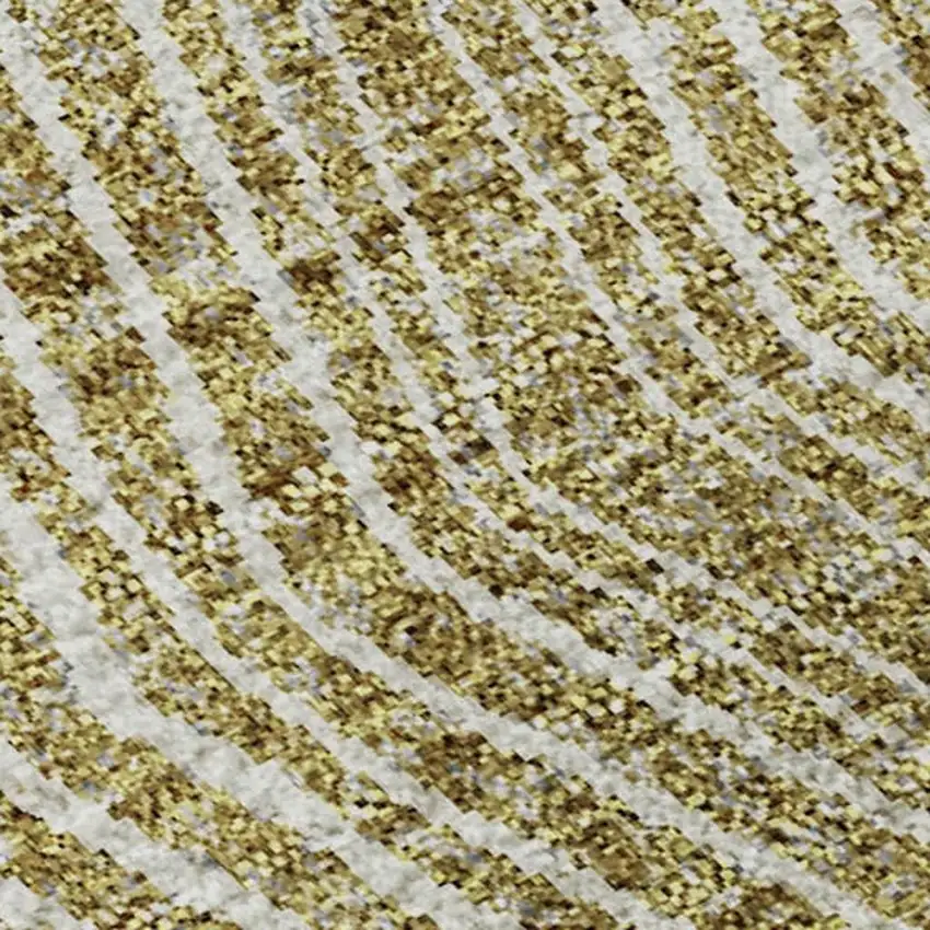 Ivory Beige And Tan Geometric Washable Area Rug With UV Protection Photo 2