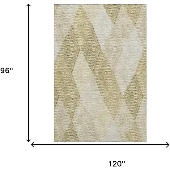 Ivory Beige And Tan Geometric Washable Area Rug With UV Protection Photo 8