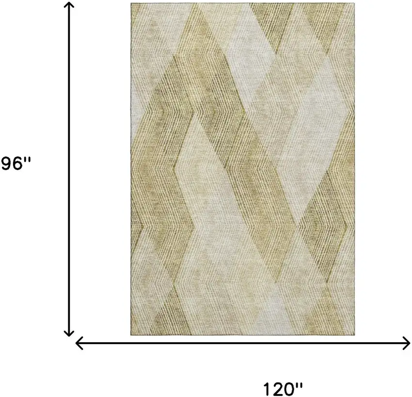 Ivory Beige And Tan Geometric Washable Area Rug With UV Protection Photo 8