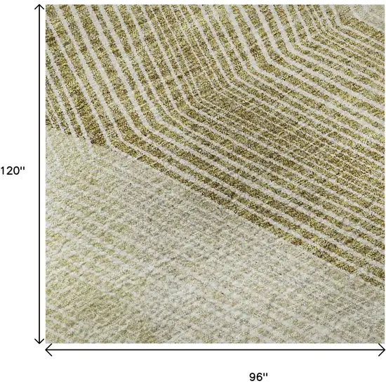 Ivory Beige And Tan Geometric Washable Area Rug With UV Protection Photo 9