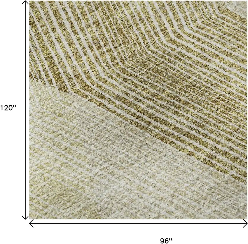 Ivory Beige And Tan Geometric Washable Area Rug With UV Protection Photo 9