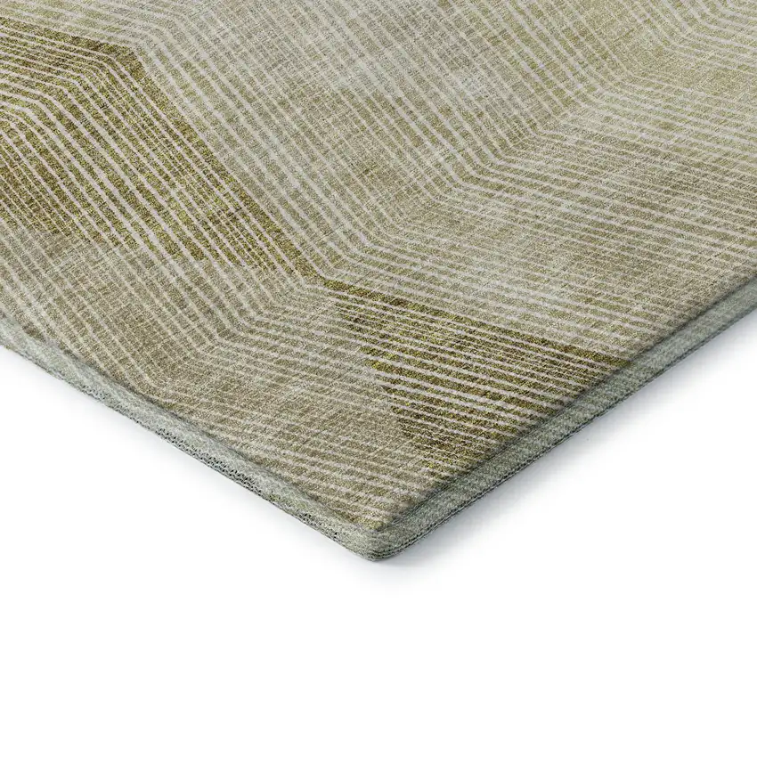 Ivory Beige And Tan Geometric Washable Area Rug With UV Protection Photo 7