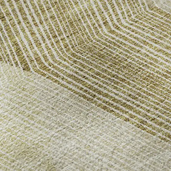 Ivory Beige And Tan Geometric Washable Area Rug With UV Protection Photo 1