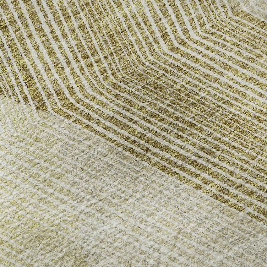 Ivory Beige And Tan Geometric Washable Area Rug With UV Protection Photo 1