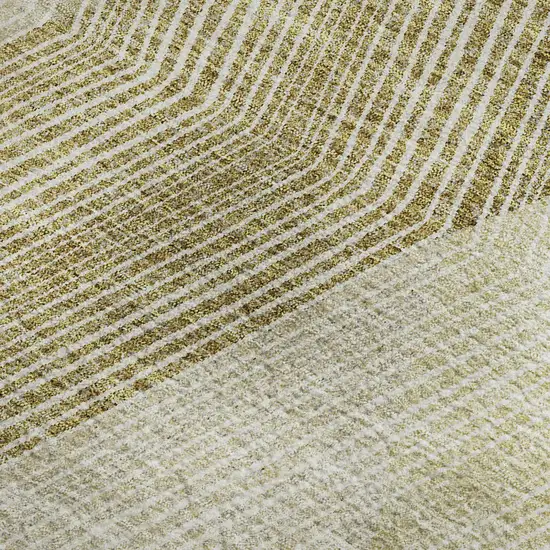 Ivory Beige And Tan Geometric Washable Area Rug With UV Protection Photo 2