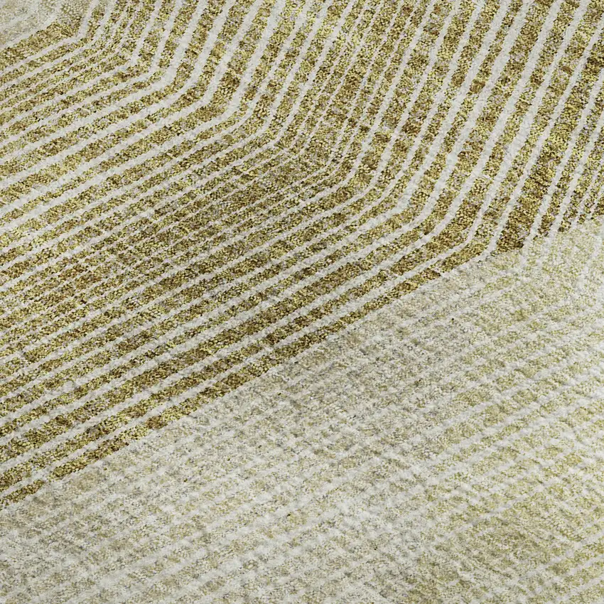 Ivory Beige And Tan Geometric Washable Area Rug With UV Protection Photo 2