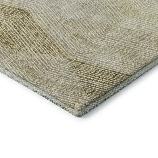 Ivory Beige And Tan Geometric Washable Area Rug With UV Protection Photo 7