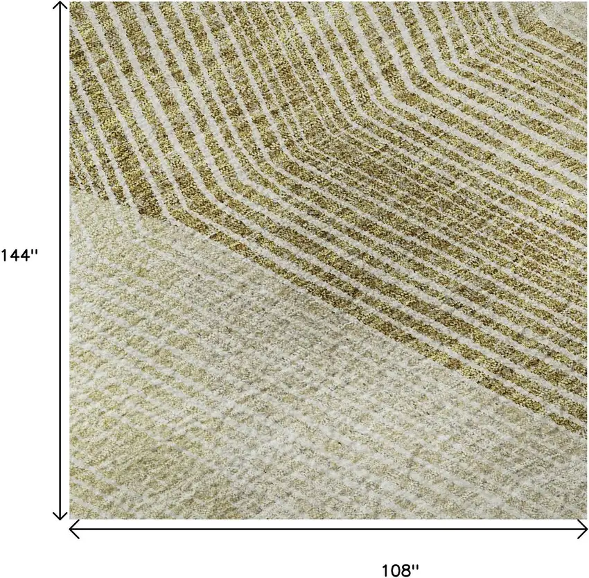 Ivory Beige And Tan Geometric Washable Area Rug With UV Protection Photo 9