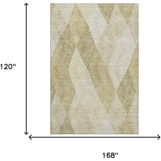 Ivory Beige And Tan Geometric Washable Area Rug With UV Protection Photo 8