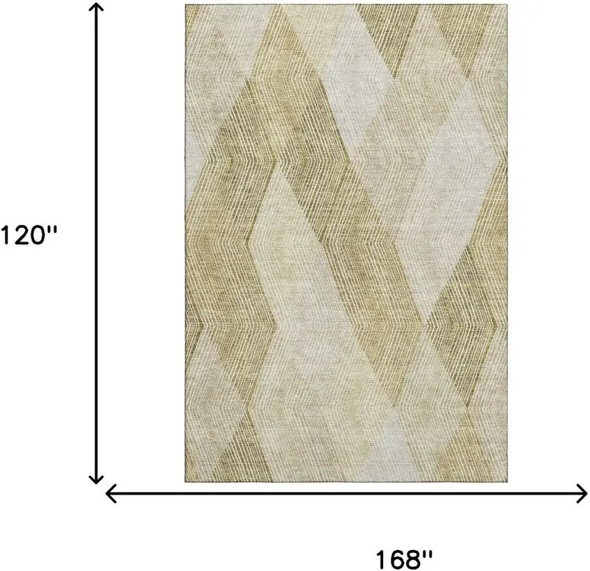 Ivory Beige And Tan Geometric Washable Area Rug With UV Protection Photo 8