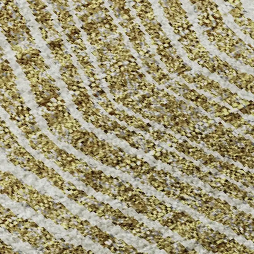 Ivory Beige And Tan Geometric Washable Area Rug With UV Protection Photo 2