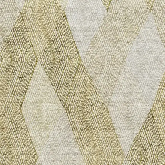 Ivory Beige And Tan Geometric Washable Area Rug With UV Protection Photo 3