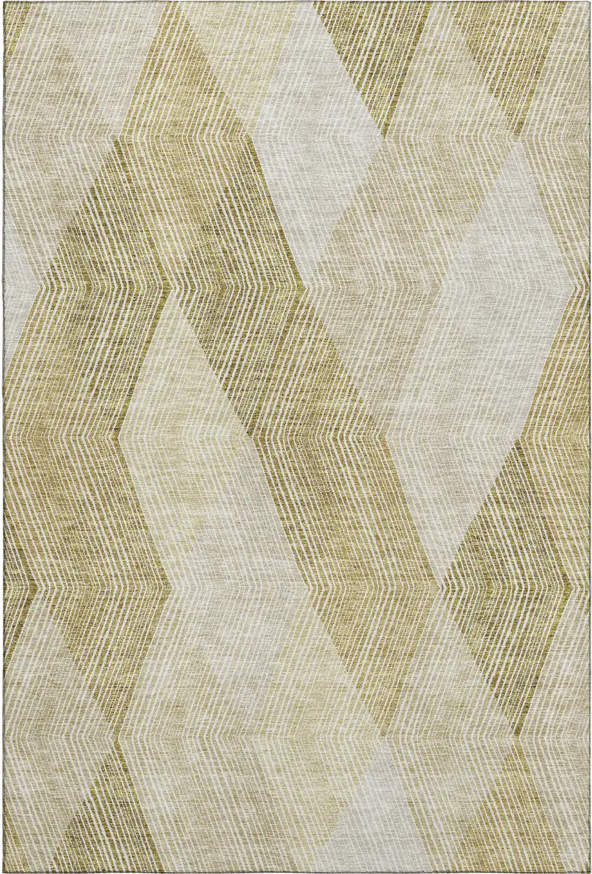 Ivory Beige And Tan Geometric Washable Area Rug With UV Protection Photo 6
