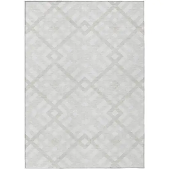 Ivory Beige And Tan Geometric Washable Indoor Outdoor Area Rug Photo 2