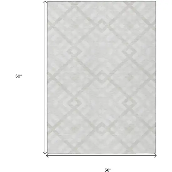 Ivory Beige And Tan Geometric Washable Indoor Outdoor Area Rug Photo 3