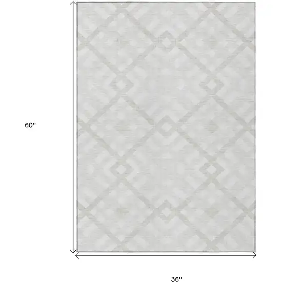 Ivory Beige And Tan Geometric Washable Indoor Outdoor Area Rug Photo 3