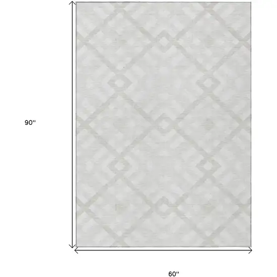 Ivory Beige And Tan Geometric Washable Indoor Outdoor Area Rug Photo 3