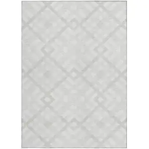 Photo of Ivory Beige And Tan Geometric Washable Indoor Outdoor Area Rug
