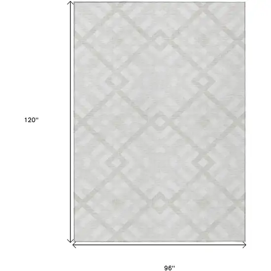 Ivory Beige And Tan Geometric Washable Indoor Outdoor Area Rug Photo 3