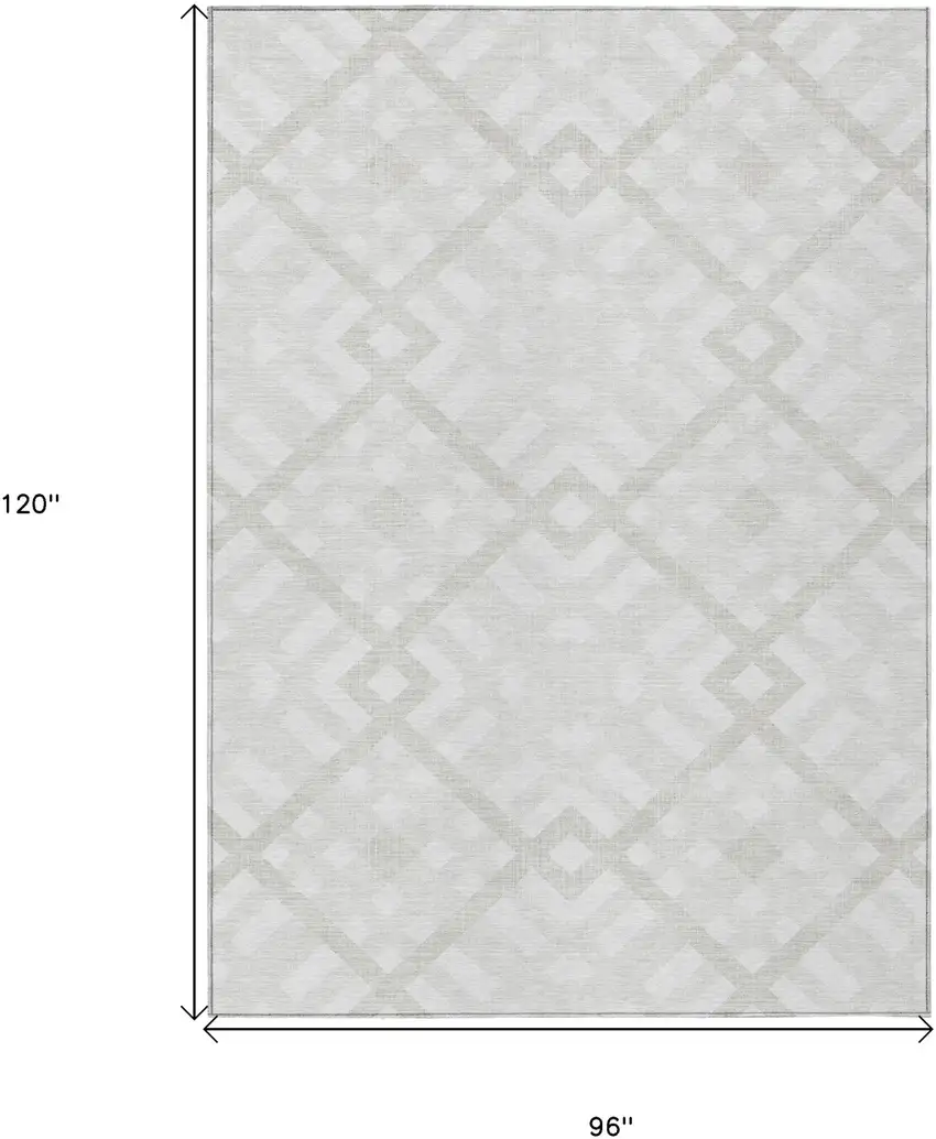 Ivory Beige And Tan Geometric Washable Indoor Outdoor Area Rug Photo 3