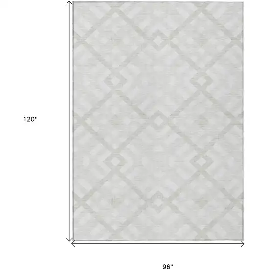 Ivory Beige And Tan Geometric Washable Indoor Outdoor Area Rug Photo 3