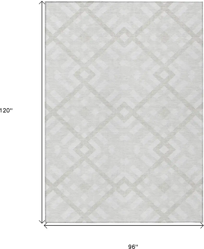 Ivory Beige And Tan Geometric Washable Indoor Outdoor Area Rug Photo 3